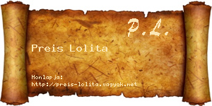 Preis Lolita névjegykártya